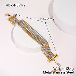 Золотой & Цвет Нержавеющей Стали 304 Многорядные браслеты-цепочки из нержавеющей стали с шариками для женщин, золотые и нержавеющая сталь цвет, 5.91 дюйм (15 см)