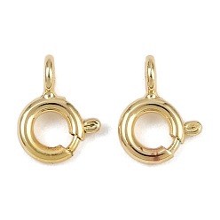 Настоящее золото 18K Латунная застежка пружинного кольца, долговечный, без кадмия и без свинца, реальный 18 k позолоченный, 8x6x3 мм, отверстие : 1.5 мм