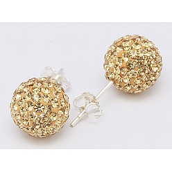 246_Lt. Colorado Topaz Gifts for Her Valentines Day 925 Sterling Silver Austrian Crystal Rhinestone Ball Stud Earrings for Girl, Round, 246_Lt. Colorado Topaz, 17x8mm