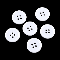 Белый Пуговицы из смолы, окрашенные, плоско-круглые, белые, 18x3 мм, отверстия: 2 mm, 395 шт / пакет