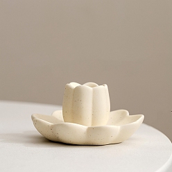 Бежевый Керамический подсвечник лотос, украшение для дома будда декоративный настольный подсвечник, бежевые, 100x50 мм