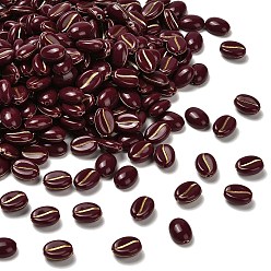 Кокосово-Коричневый Непрозрачные акриловые бусины, кофейный боб, золотой металл обвитыми, кокосового коричневый, 10.5x8x4.5~5 мм, отверстие : 1.2 мм, Около 1851~1900 шт / 500 г