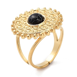 Синтетическая Бирюза Ионное покрытие (ip) 304 кольцо из нержавеющей стали, регулируемые синтетические бирюзовые кольца, солнце, 20 мм, внутренний диаметр: регулируемый