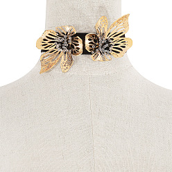 Цветок Ожерелья-чокеры из сплава в стиле панк для женщин, золотые, цветок, 13.58 дюйм (34.5 см)