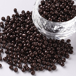 Coconut Brown Baking Paint Glass Seed Beads, Coconut Brown, 8/0, 3mm, Hole: 1mm, about 10000pcs/bag