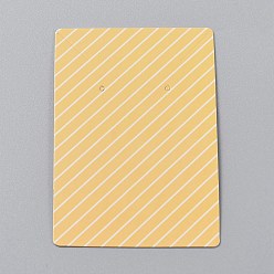 Stripe Картонных карт дисплей ювелирных изделий, для подвешивания сережек и ожерелий, прямоугольные, золотые, узоров, 9x6x0.05 см, отверстие: 0.2 см, 100 шт / мешок