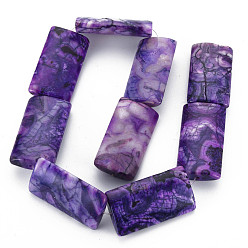 Crazy Agate Natural Crazy Agate Beads Strands, Dyed & Heated, Rectangle, 44x24~25x10mm, Hole: 1.8mm, about 9pcs/strand, 15.75 inch(40cm)