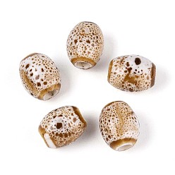 Цвет Древесины Ручной фарфоровые керамические шарики, баррель, фантазии античного стекла фарфора, деревесиные, 9~10x7~8 мм, отверстие : 2~2.5 мм