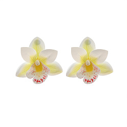 Кукурузный Шелк Серьги-гвоздики из сплава смолы в форме цветка орхидеи, цвет колоса кукурузы, 67x55 мм