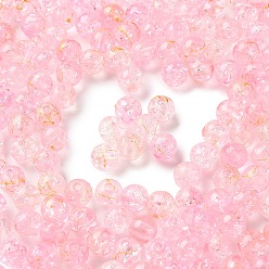 Pink Прозрачных бусин акриловые треск, волочильных стиле, круглые, два тона, розовые, 8x7.5 мм, отверстие : 2 мм, 1923 шт / 500 г