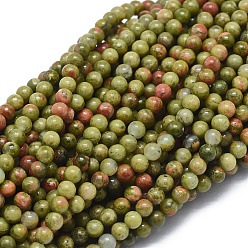 Unakite Natural Unakite Beads Strands, Round, 2mm, Hole: 0.5mm, about 195pcs/strand, 15.35 inch(39cm)