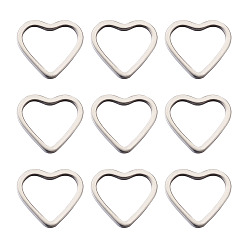 Нержавеющая Сталь Цвет 304 нержавеющей стали связывающий кольца, сердце, цвет нержавеющей стали, 18x20x2 мм