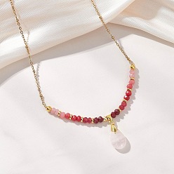 Малиновый Натуральные малазийские нефритовые подвески на шею, с 304 кабельными цепочками из нержавеющей стали, золотые, малиновый, 15.35 дюйм (39 см)