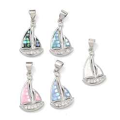 Платина Латунь эмаль подвески, корабельные прелести, с естественной оболочке, долговечный, стойки покрытие, платина, 20.5x12.5x2 мм, отверстие : 4.5x3.5 мм