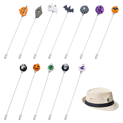 (52) Непрозрачная лаванда 12шт. брошь из латуни на тему Хэллоуина, с деревянных бусин, платина, разноцветные, 128 мм