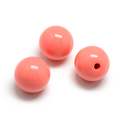 Лосось Непрозрачные акриловые бусины, половина пробурено бисера, круглые, salmon, 21~22 мм, половину отверстия: 3 мм