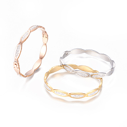 (52) Непрозрачная лаванда 304 браслеты из нержавеющей стали, с полимерной глиной горный хрусталь, кристалл, разноцветные, 1-7/8 дюйм x 2-1/4 дюйм ~ 2-3/8 дюйм (4.9x5.8~6 см), 6.5 мм