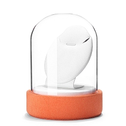 Orange Clear Glass Dome Cover, Decorative Display Case, Cloche Bell Jar Terrarium with Velvet Base, White, 90x80x120mm