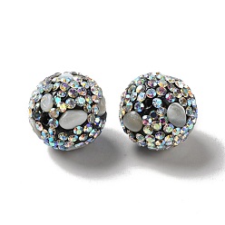 Черный Бусины со стразами, полимерная глина , с имитацией драгоценных камней, круглые, чёрные, 16x17 мм, отверстие : 1.8 мм