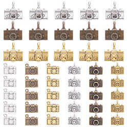 Mixed Color Tibetan Style Pendants, Camera, Mixed Color, 7.4x7.2x1.7cm, 45pcs/box