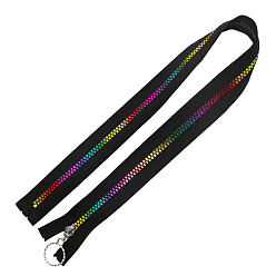 Black #5 Nylon Coil Zippers Rainbow Zipper Tape, Resin Coil Colorful Teeth, Black, 0.76 Yard(70cm)