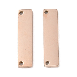 Розовое Золото Ионное покрытие (ip) 304 соединители звеньев из нержавеющей стали, пустая бирка с зеркальной полировкой, прямоугольные, розовое золото , 20x5x1.5 мм, отверстие : 1.2 мм