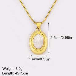 Virgin Женские ожерелья из латуни с подвесками из натуральных белых ракушек, реальный 18 k позолоченный, девственница, 17.72 дюйм (45 см), Кулон : 25x14 мм