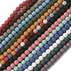 (52) Непрозрачная лаванда Нити бусин из искусственного камня лавы ручной работы, круглые, яркие глазированный фарфор, разноцветные, 6.5~7 мм, отверстие : 1 мм, около 58~60 шт / нитка, 14.57''~14.96'' (37~38 см)