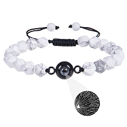 Говлит Браслет с проекционными звеньями «Я люблю тебя» на 100 языках, плетеный регулируемый браслет из натуральных говлитовых бусин, 7-1/8~11-3/4 дюйм (18~30 см)