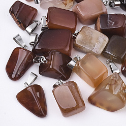 Carnelian Natural Carnelian//Red Agate Pendants, with Stainless Steel Snap On Bails, Nuggets, 15~35x10~20x5~15mm, Hole: 3x7.5mm