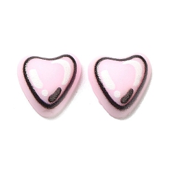 Pearl Pink Opaque Resin Cabochons, Heart, Pearl Pink, 8x8x3mm