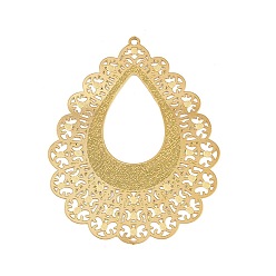 Настоящее золото 18K 304 подвески из травленого металла из нержавеющей стали, очарование слезы, реальный 18 k позолоченный, 52x41x0.5 мм, отверстие : 1.5 мм