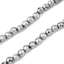 с Платиновым Покрытием Гальванизированный синтетический магнитный гематит, граненые, круглые, с покрытием платиным, 3.5x3 мм, отверстие : 0.9 мм, около 120~122 шт / нитка, 15.16~15.35'' (38.5~39 см)