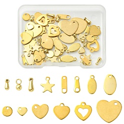 Mixed Shapes 70 шт. 14 стили 201 и 304 удлинитель цепи из нержавеющей стали, золотые, разнообразные, 5~12.5x4~10x0.5~3 мм, отверстие : 0.8~1.5 мм, 5 шт / стиль