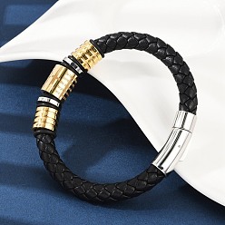 Золотой & Цвет Нержавеющей Стали Плетеные браслеты из микрофибры, 304 колонна из нержавеющей стали с крестообразными браслетами для женщин и мужчин, с штык застежками, золотые и нержавеющая сталь цвет, 8-5/8x1/4 дюйм (21.8x0.8~1.25 см)