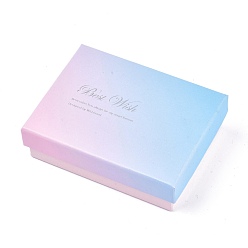 Pink Картонные ожерелья и коробки для колец с наилучшими пожеланиями, с черной губкой, для ювелирной подарочной упаковки, квадратный, розовые, 9.1x7x2.6 см