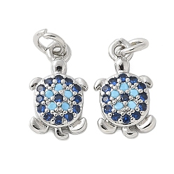 Платина Латунные микро проложить кубического циркония прелести, без кадмия, без никеля и без свинца, прелести морской черепахи, с целью перехода в кольце, платина, 12.5x7x2.5 мм, отверстие : 2.5 мм