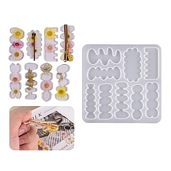 Белый Силиконовые формы кабошон нестандартной формы своими руками для заколок для волос, формы для литья смолы, для уф-смолы, изготовление изделий из эпоксидной смолы, белые, 135x135x3 мм, внутренний диаметр: 19~56x18~62 мм