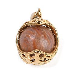 Родонит 304 подвески из нержавеющей стали, с природным родонитом, круглые, 23x17.5~18x17 мм, отверстие : 7.5x3 мм