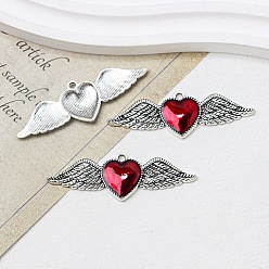 Wing Подвески из эмали и сплава, античное серебро, крыло, 18x54 мм