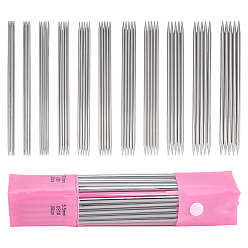 Stainless Steel Color 55Pcs Stainless Steel Knitting Needles Set, Stainless Steel Color, 20x0.2cm