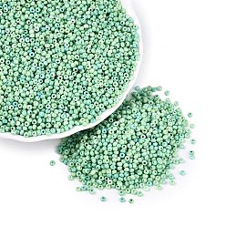 Aquamarine Picasso Glass Seed Beads, Round Hole, Rondelle, Aquamarine, 2~2.5x1.5~2mm, Hole: 0.7~0.8mm, about 36000pcs/pound