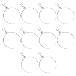 Нержавеющая Сталь Цвет Регулируемый 304 браслет из нержавеющей стали, Боло браслеты, слайдерные браслеты, цвет нержавеющей стали, 9 дюйм (230 мм), 10 шт / коробка