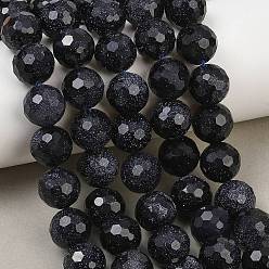 Blue Goldstone Synthetic Blue Goldstone Beads Strands, Round, Faceted, 11.5~12mm, Hole: 2mm, about 33pcs/strand, 14.57''~14.76''(37~37.5cm)
