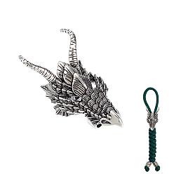 Античное Серебро 1латунные подвески-слайдеры, дракон, античное серебро, 41x20x16 мм, отверстие : 3 мм