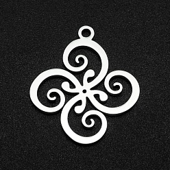 Нержавеющая Сталь Цвет Не тускнеющие 201 подвески из нержавеющей стали, лазерная резка, цветок, цвет нержавеющей стали, 22x20x1 мм, отверстие : 1.6 мм