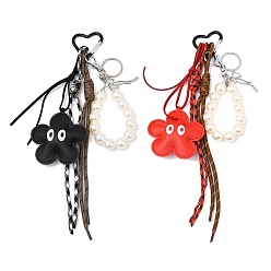 (52) Непрозрачная лаванда 2 шт. подвески из полиэфирной веревки, пластиковых жемчужных бусин и искусственной кожи, с алюминиевыми застежками-сердечками для ключей, разноцветные, 340 мм