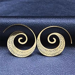 Золотой 304 подвески из нержавеющей стали серьги в стиле бохо, вихревые, золотые, 37x34.5 мм