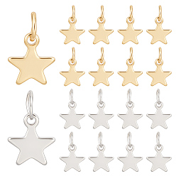 Позолоченный и Цвет Нержавейки 60 шт 2 цвета 304 подвески из нержавеющей стали, с прыжковых колец, звезда, настоящее золото и нержавеющая сталь, 10~12x8x0.8 мм, отверстие : 1.4 мм, 30 шт / цвет