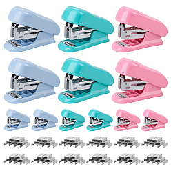 (52) Непрозрачная лаванда 12шт. 3цвета, пластик и железо, офисный степлер, настольный степлер с пружинным приводом, со скрепкой, разноцветные, 63x28x45.5 мм, 4 шт / цвет